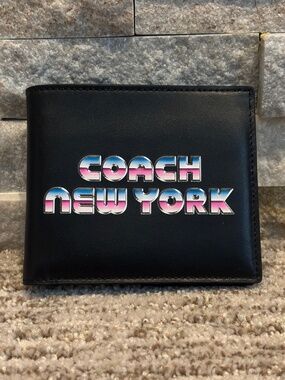 Coach NYC “80s Style” Logo Men’s Double Billfold Wallet
